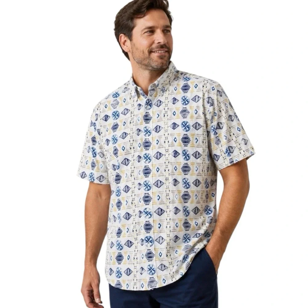 The North Face Mens Small Baytrail Pattern Short Sleeve Button Up Shirt